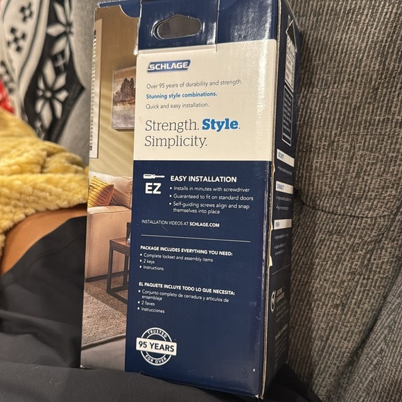 Silver Keyed Entry Door Knob Schlage Georgian Knob Satin Finish new lock - Picture 4 of 4